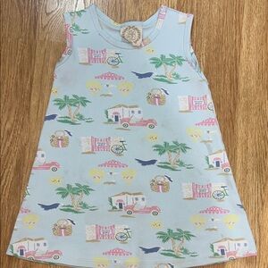 TBBC Sleeveless Dress - Light Blue with Beach Scene Print